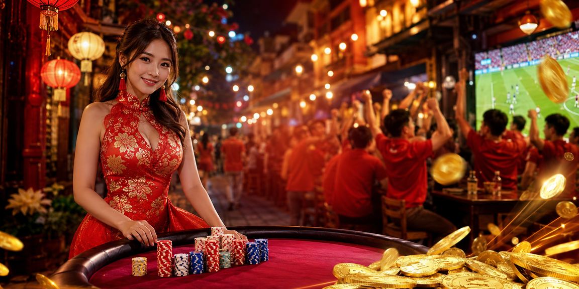 Đèn lồng Hà Nội lung linh bên cạnh màn hình giải trí casino và cá cược