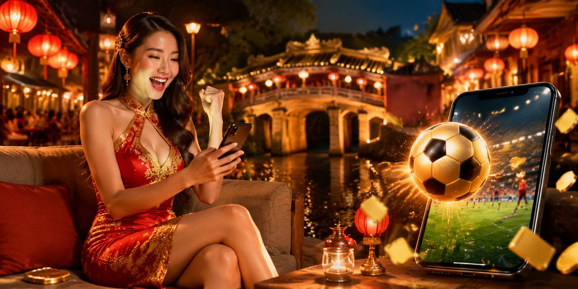 Người dùng theo dõi kèo bóng đá tại chợ đêm Hội An